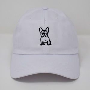 WHITE - I Love Frenchies Dog Embroidered 6 Panel Adjustable Baseball Dad Hat